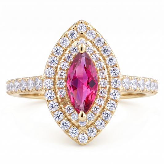 0.50TCW Marquise Cut Pink Diamond Engagement Ring