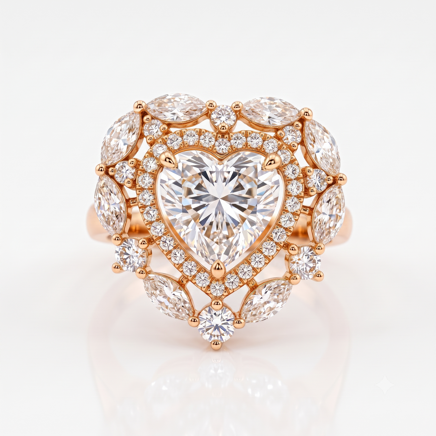 3.00CT Heart Cut Lab Grown Diamond Halo Engagement Ring