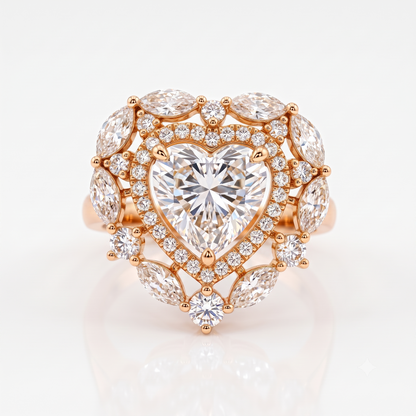 3.00CT Heart Cut Lab Grown Diamond Halo Engagement Ring