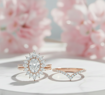 1.60 Ct Oval Lab-Grown Bridal Set – Vintage Oval Ring Set