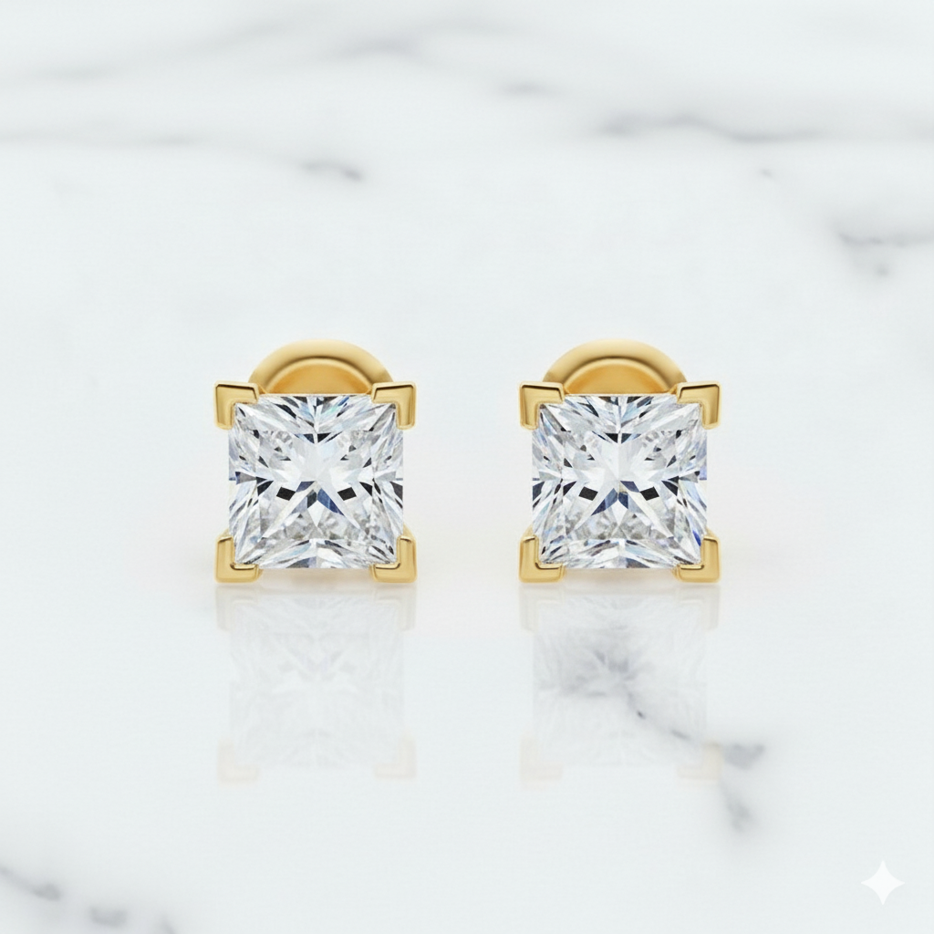 1/5ct Princess Cut Lab Grown Diamond Stud Earrings