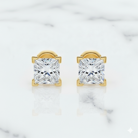 1/5ct Princess Cut Lab Grown Diamond Stud Earrings