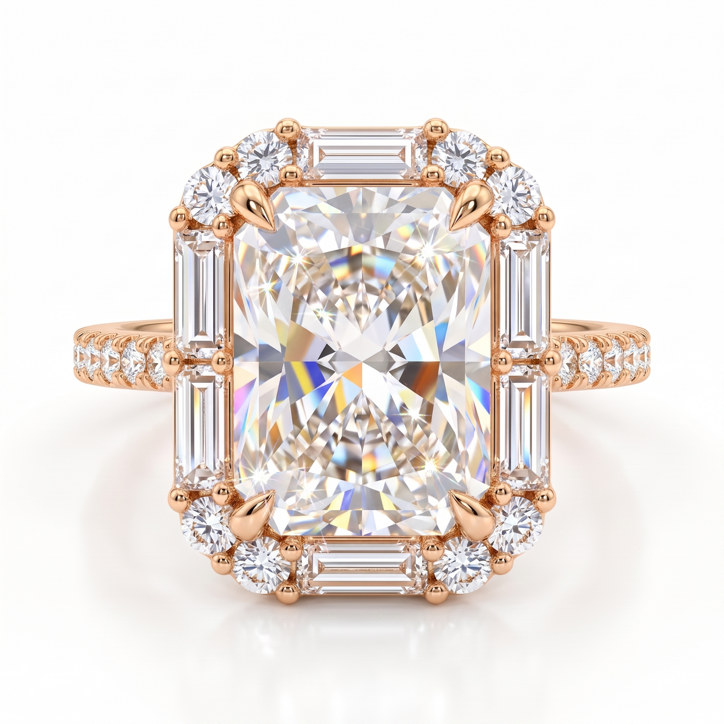 2.0 CT Radiant Cut Engagement Ring 14K Yellow Gold