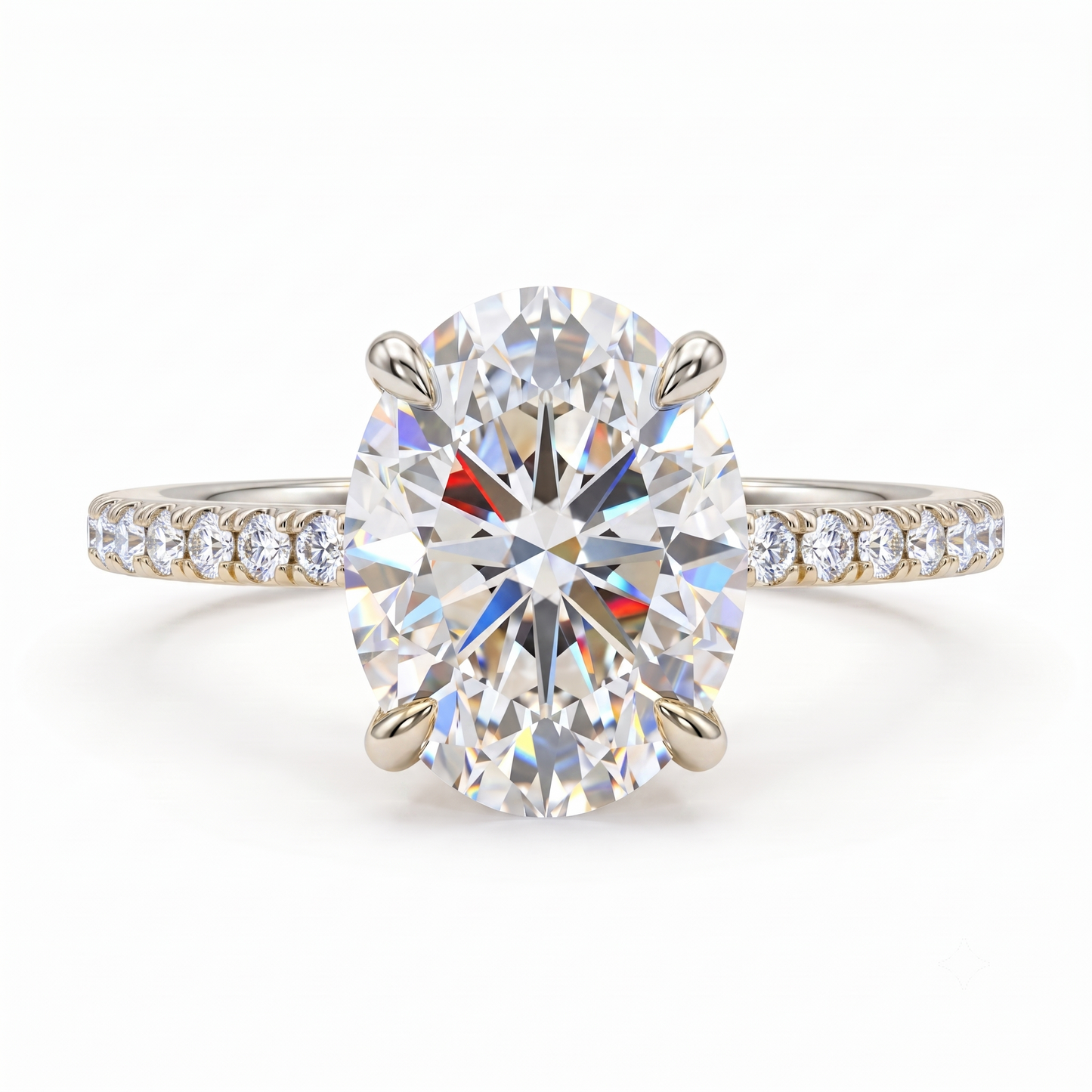 2.40CT Oval Cut Lab Grown Diamond Engagement Ring.Half Eternity Bridal Ring