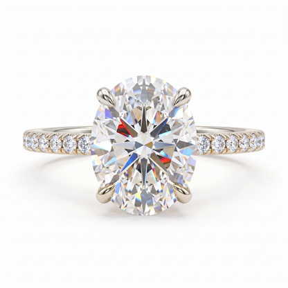 2.40CT Oval Cut Lab Grown Diamond Engagement Ring.Half Eternity Bridal Ring