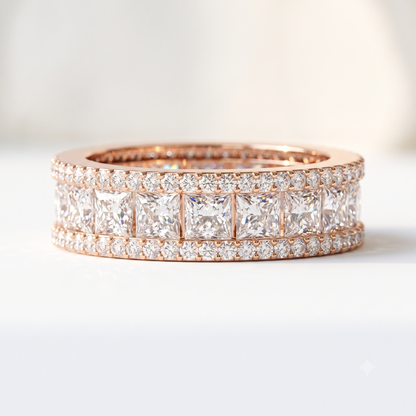 6.780 ct Princess Cut Lab Grown Diamond Full Eternity Wedding Band Ring