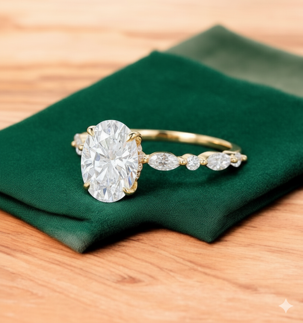 2.900 ct Oval Cut Lab Grown Diamond Engagement Ring