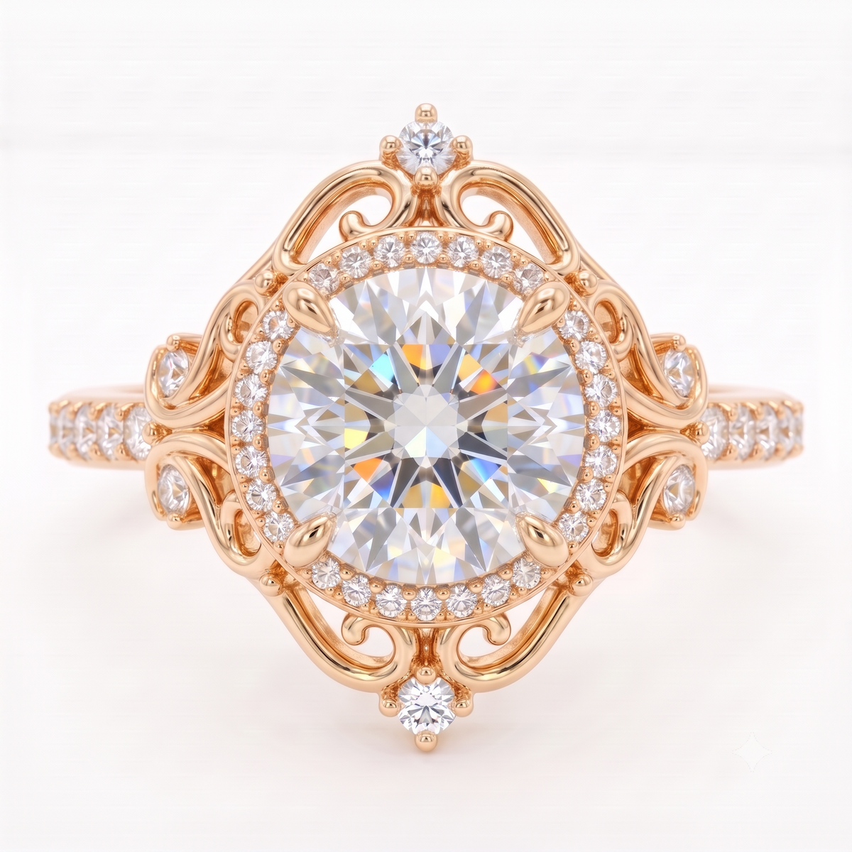 1.600ct  Round Cut Lab Grown Diamond Halo Engagement Ring