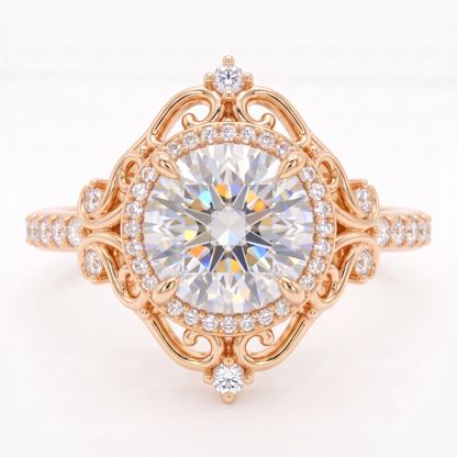 1.600ct  Round Cut Lab Grown Diamond Halo Engagement Ring