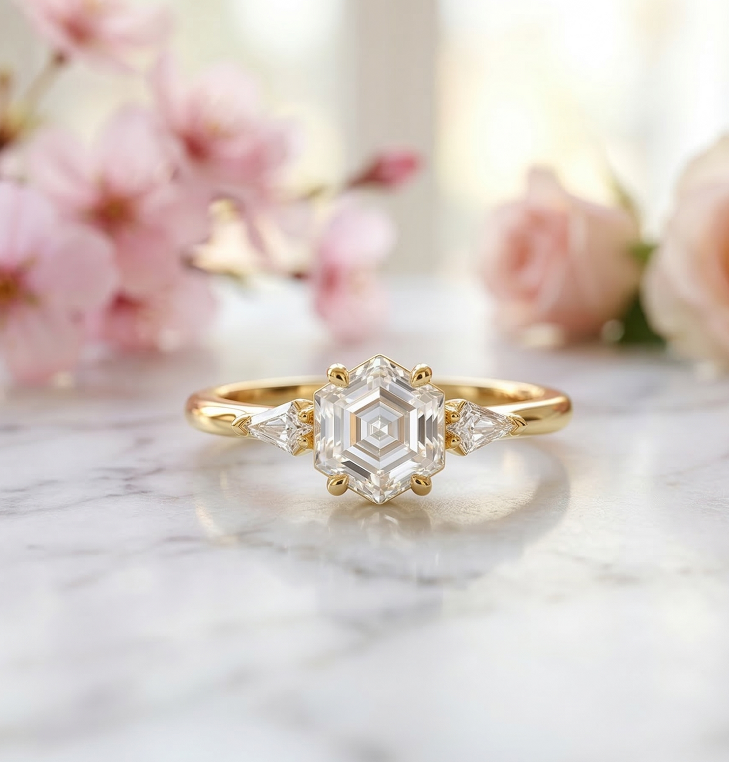 hexagon diamond engagement ring​

