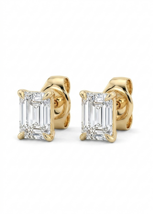 4 ct Emerald-Cut Lab-Grown Diamond Stud Earrings