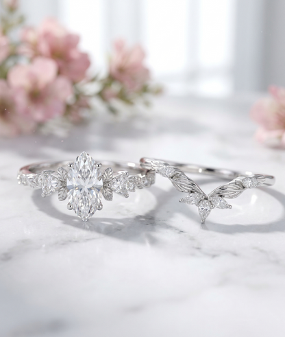 marquise diamond ring wedding set​

