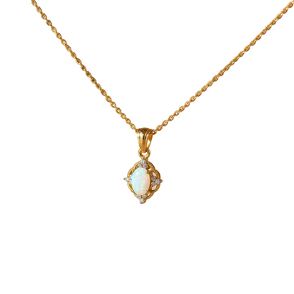 14K Gold Oval Opal Pendant Necklace – Dainty Jewelry