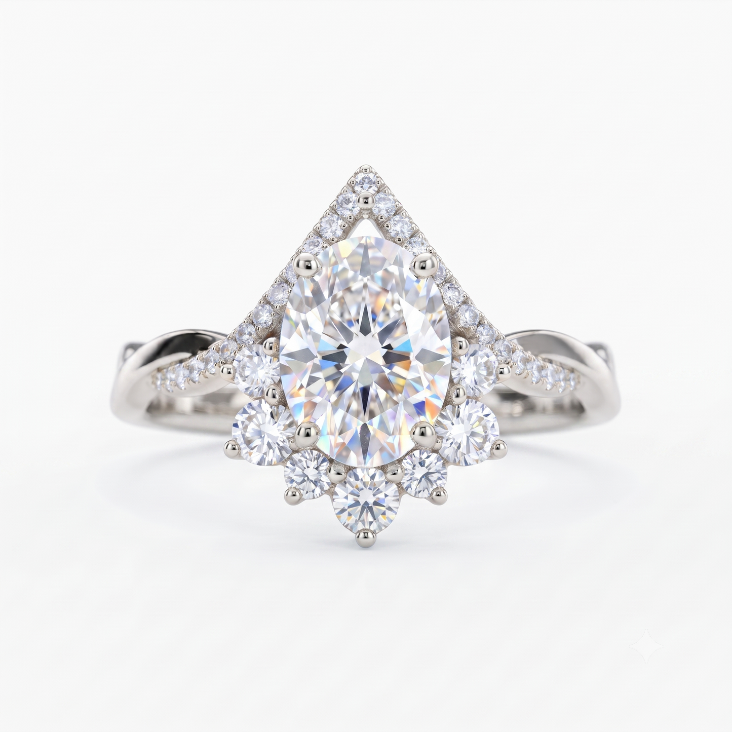 2.40ct Pear Cut Lab Grown Diamond Halo Engagement Ring, 14K Gold