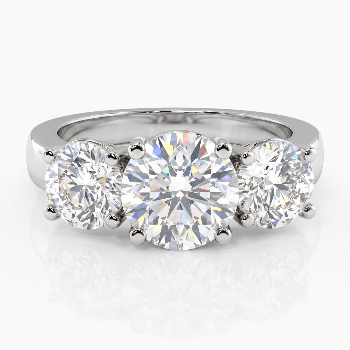 2.0 Ctw Round Cut Lab-grown Three-Stone Engagement Ring Solid 14k White Gold