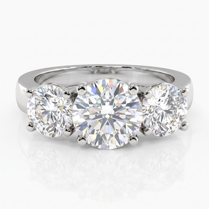 2.0 Ctw Round Cut Lab-grown Three-Stone Engagement Ring Solid 14k White Gold