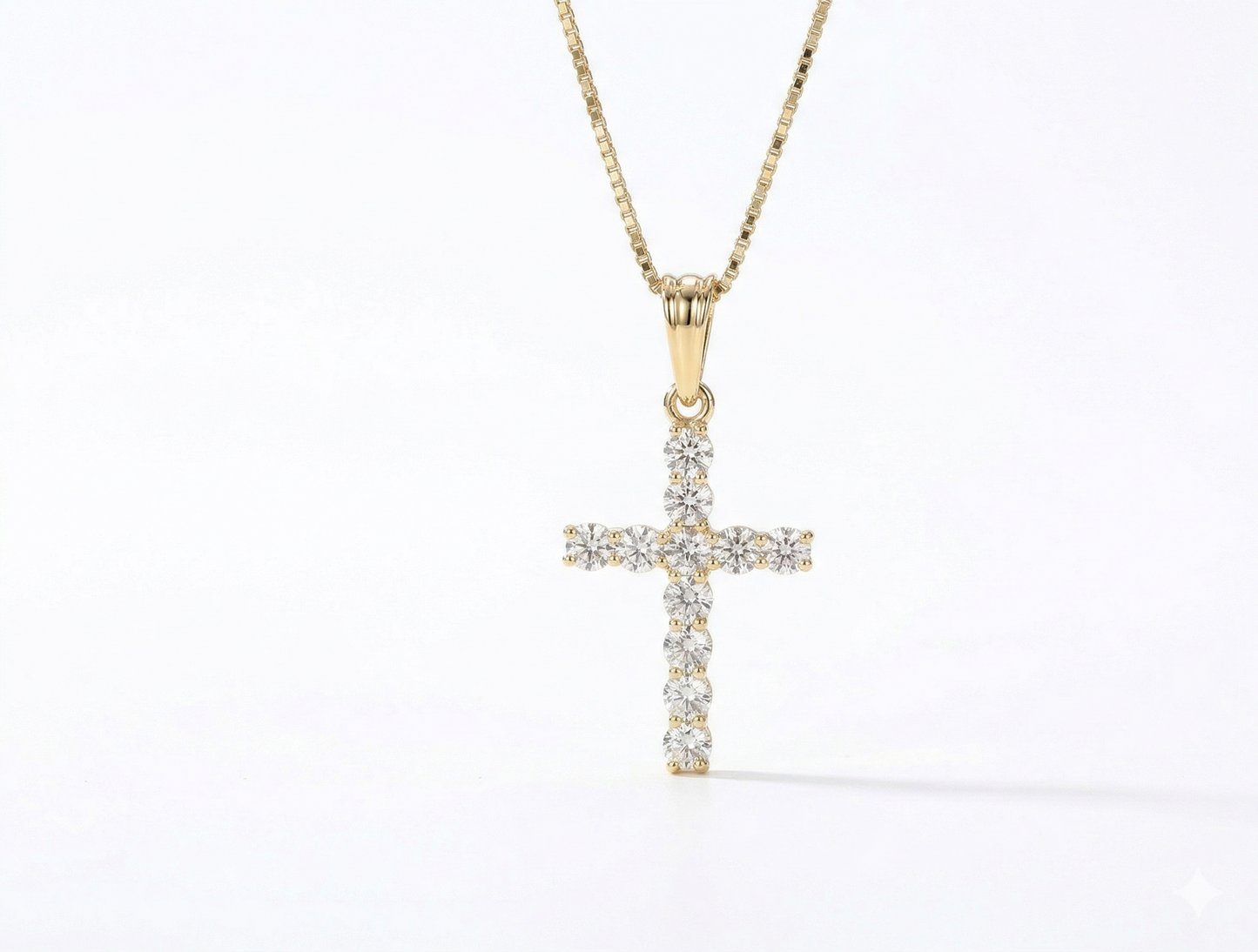 0.440 ct 14K White Gold Dainty Moissanite Cross Pendant Necklace