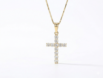 0.440 ct 14K White Gold Dainty Lab-Grown Cross Pendant Necklace