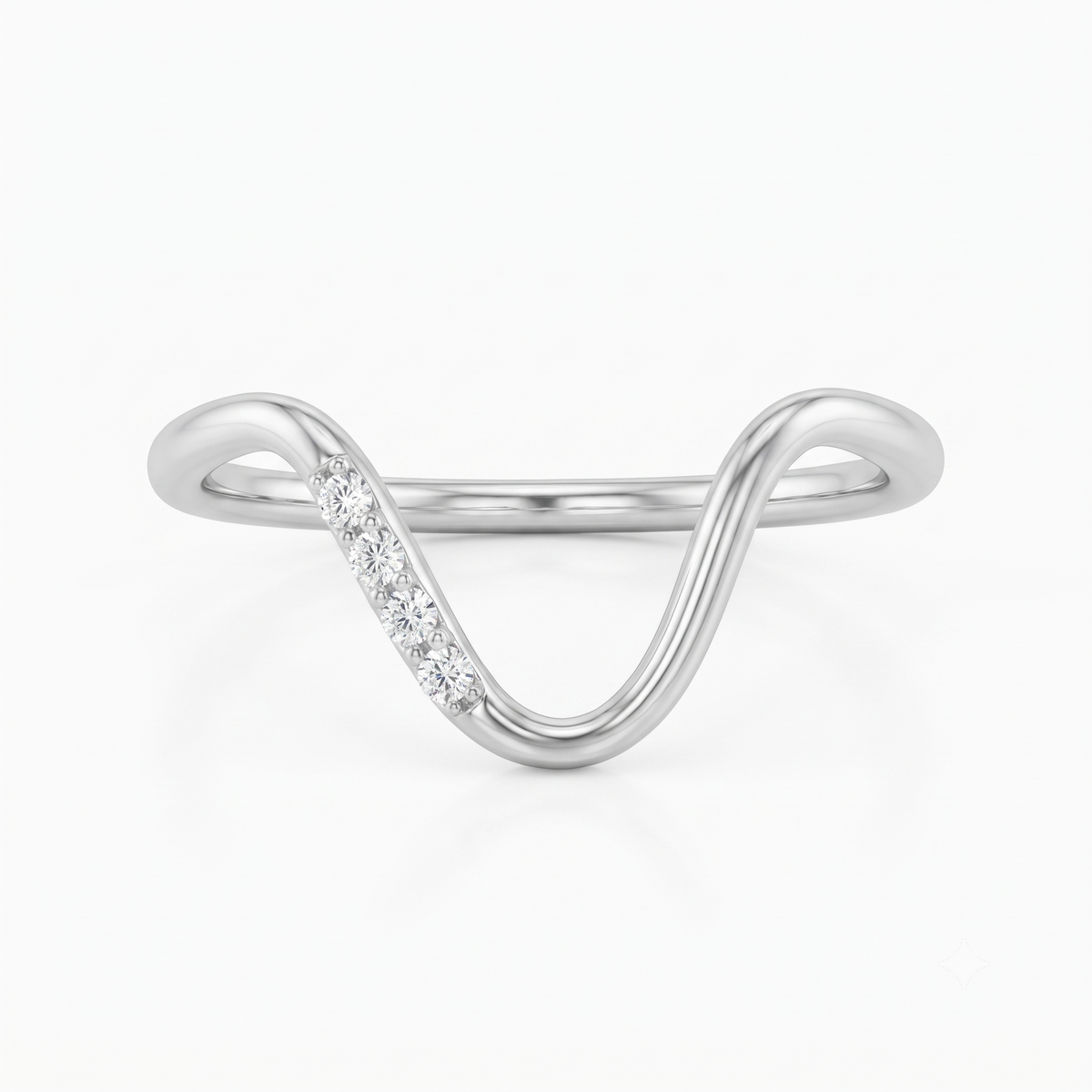 0.073 ct Lab Grown Diamond V Shape Curved Wedding Band Ring