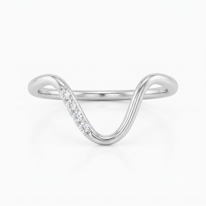 0.073 ct Lab Grown Diamond V Shape Curved Wedding Band Ring