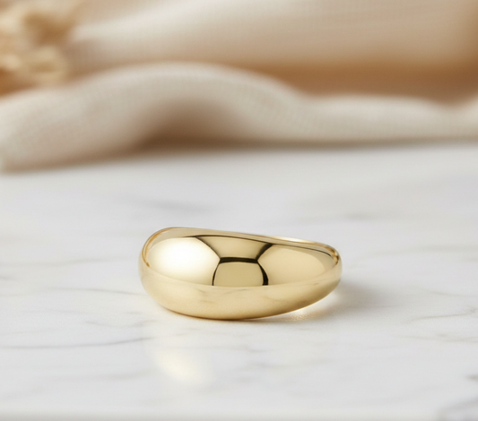 Solid 14K Gold Dome Band – Chunky Gold Dome Ring
