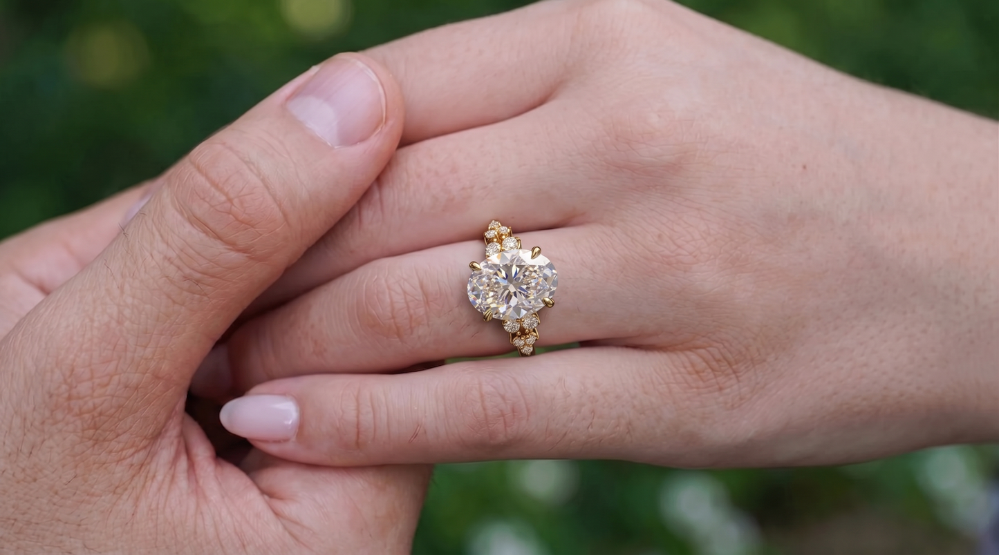 2.220 CT Oval Cut Lab Grown Diamond Cluster Engagement Ring