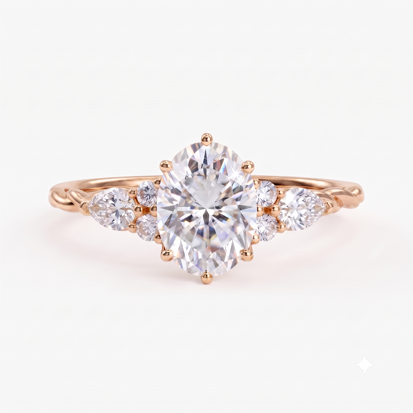 1.76Ct Oval Lab Diamond Ring with Marquise Eternity Twist