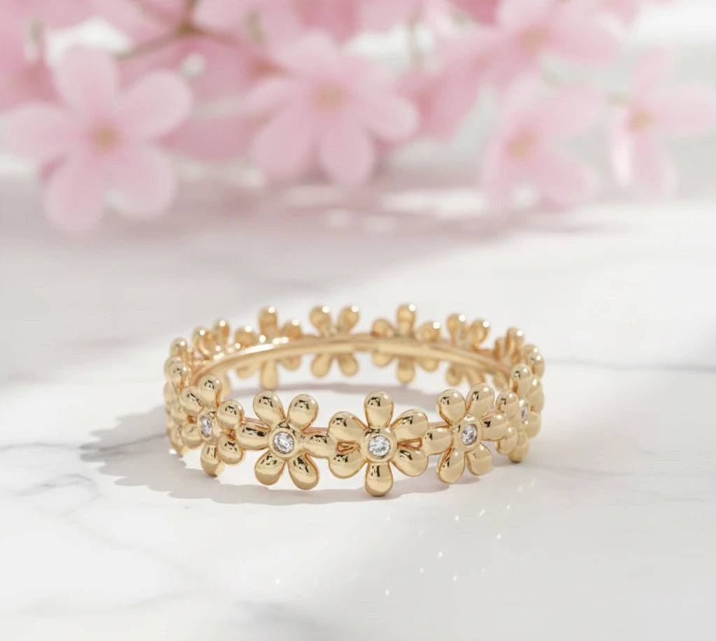 eco-friendly lab-grown diamond floral band