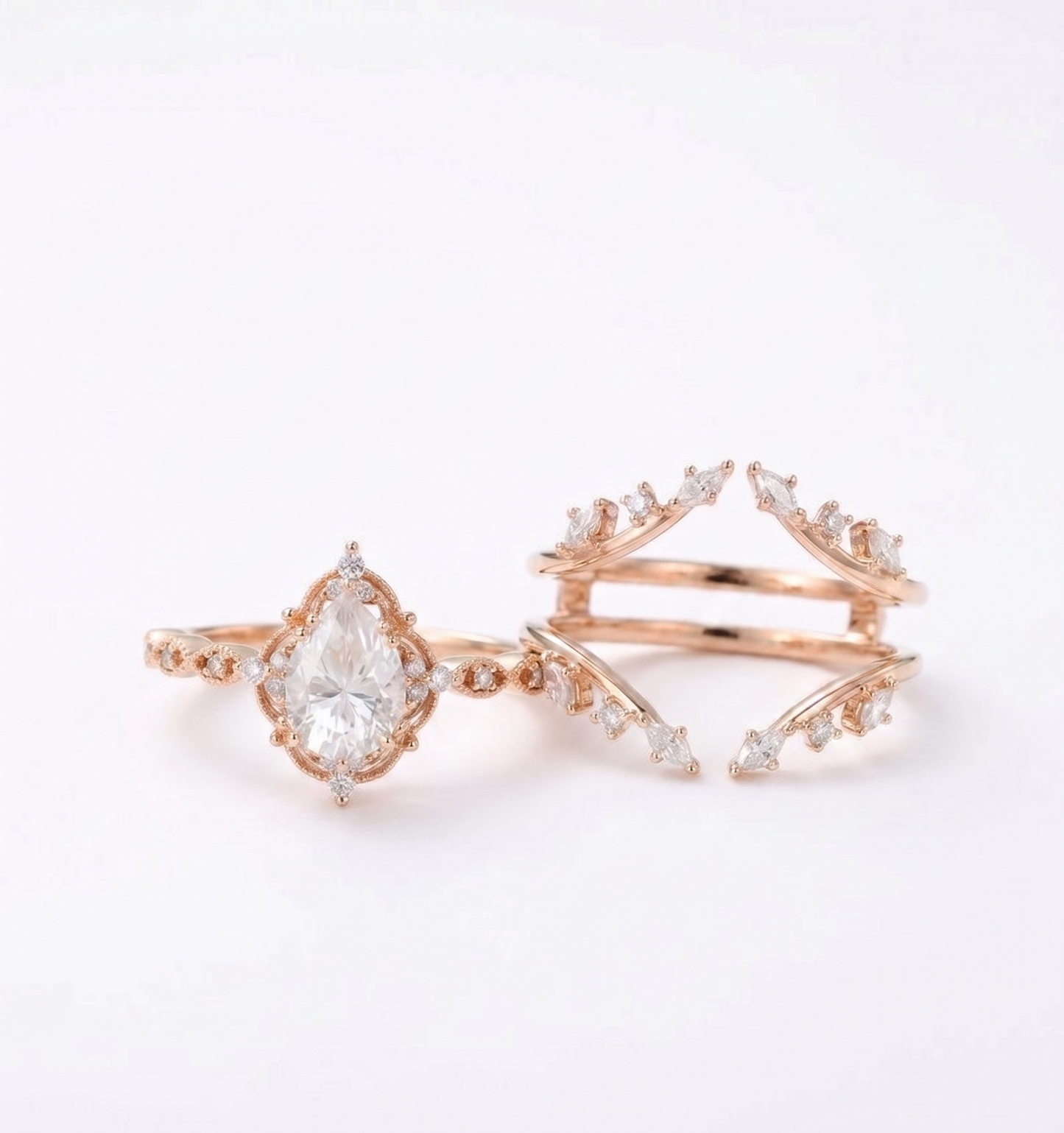 1.810Ct Pear Shape Lab-Grown Engagement Wedding Ring Set