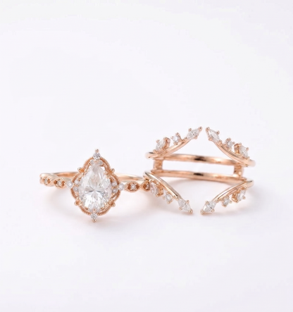 1.810Ct Pear Shape Lab-Grown Engagement Wedding Ring Set