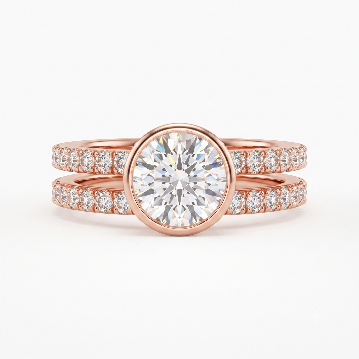 1.50ct Double Row Round cut Lab-Grown engagement ring