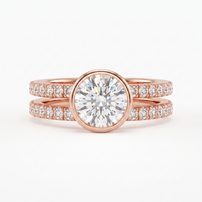 1.50ct Double Row Round cut Lab-Grown engagement ring