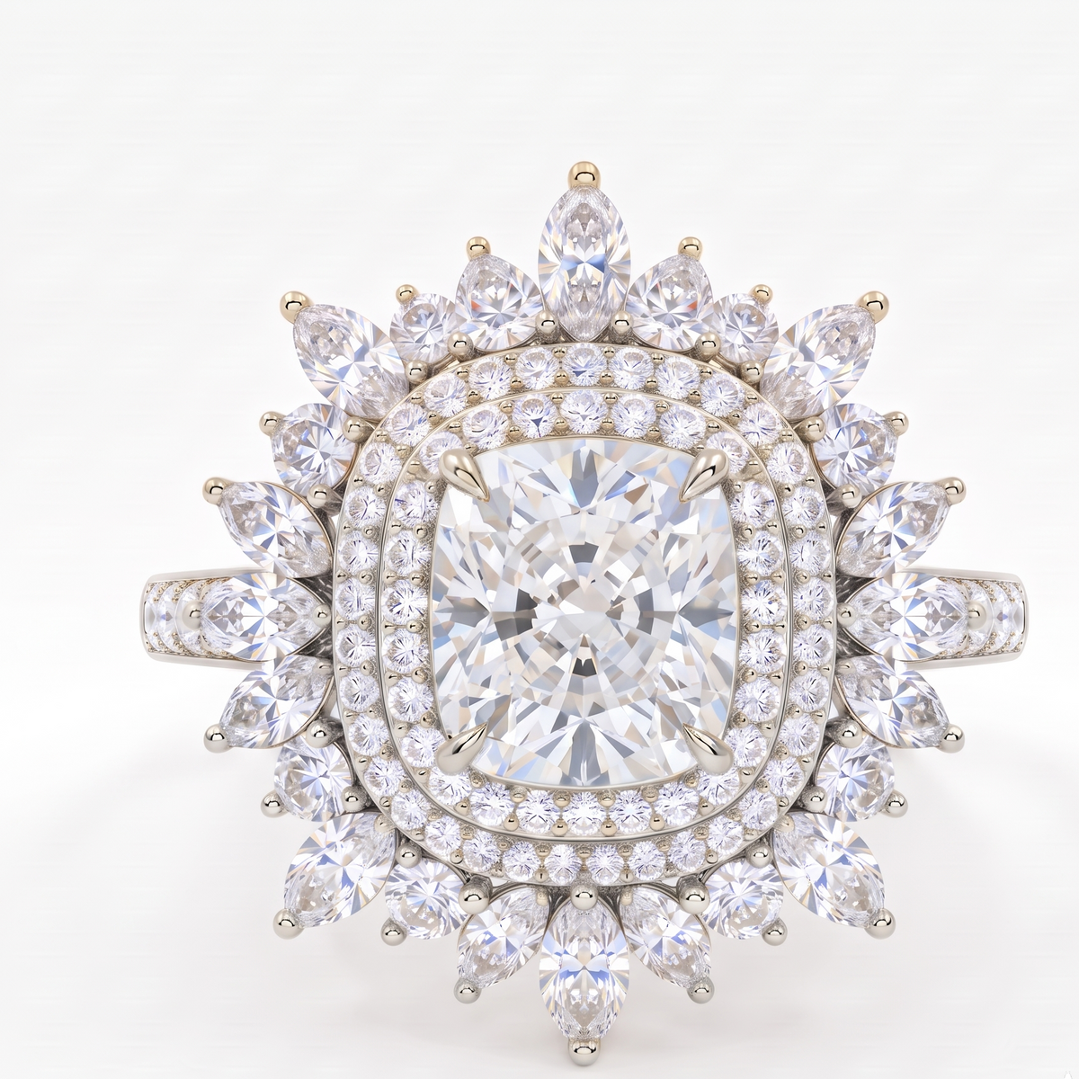 floral lab grown diamond engagement ring