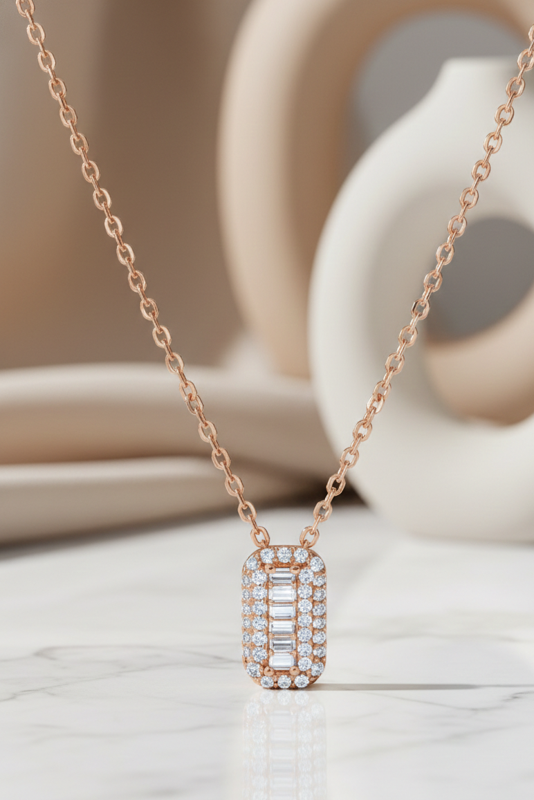 0.400 Ct Baguette Lab-Grown Diamond Pendant Necklace