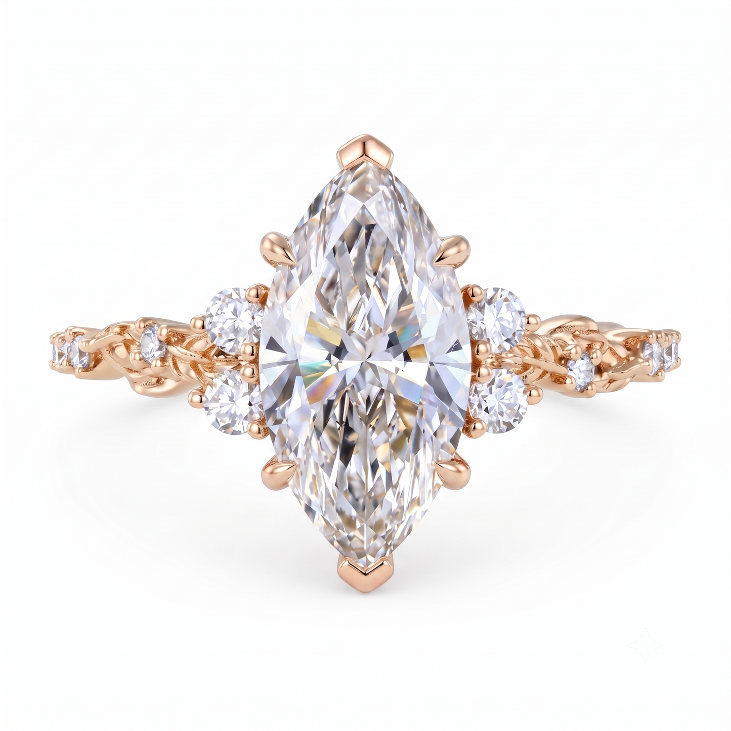 1.670ct Marquise Cut Lab Grown Diamond Floral Engagement Ring