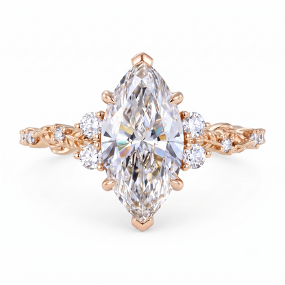 1.670ct Marquise Cut Lab Grown Diamond Floral Engagement Ring