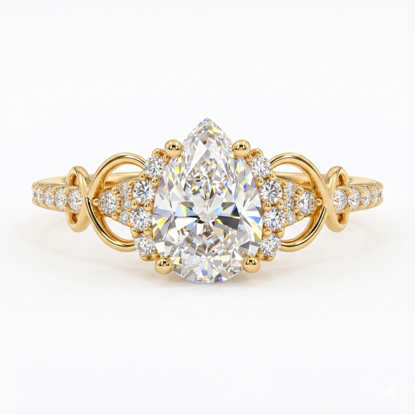 1.0 CT Pear Shape Natural Diamond Engagement Ring