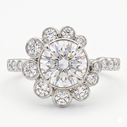 2.50CT Round Cut Lab-Grown Halo Ring