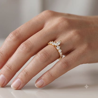 0.20 ct Marquise Lab Grown Diamond Curved Wedding Band