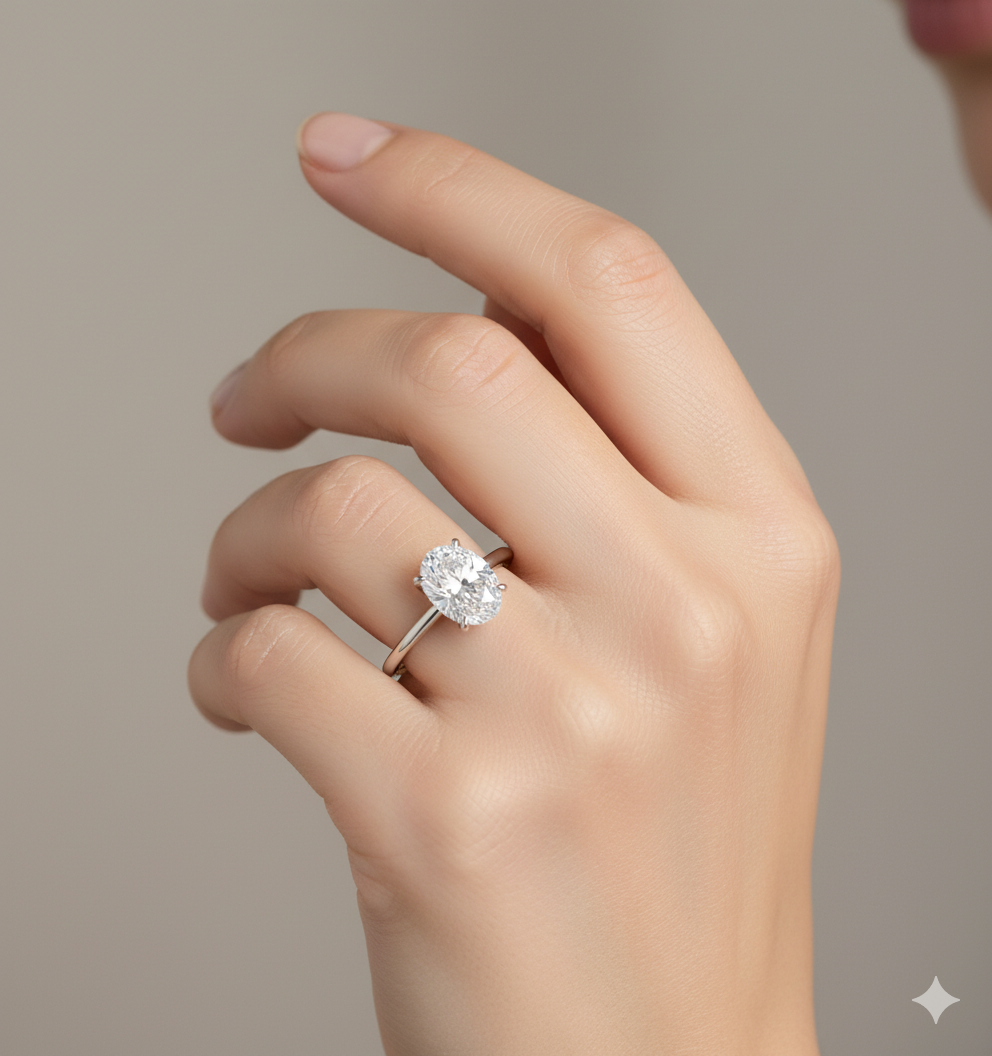 2.065ct Oval Lab Grown Diamond Engagement Ring • 14K Solid Yellow Gold Solitaire Ring