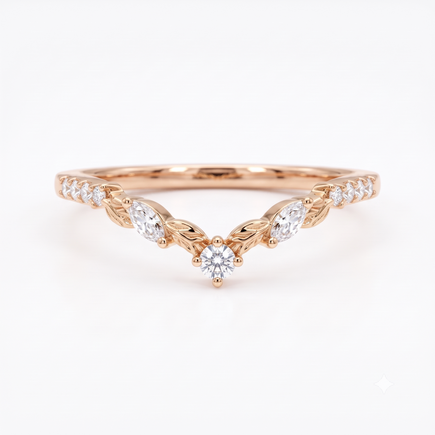 0.120 ct Lab Grown Diamond Curved Wedding Band Ring