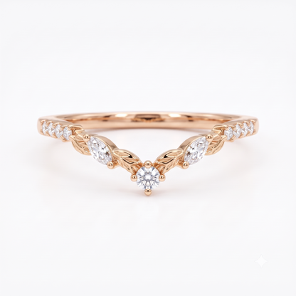0.120 ct Lab Grown Diamond Curved Wedding Band Ring
