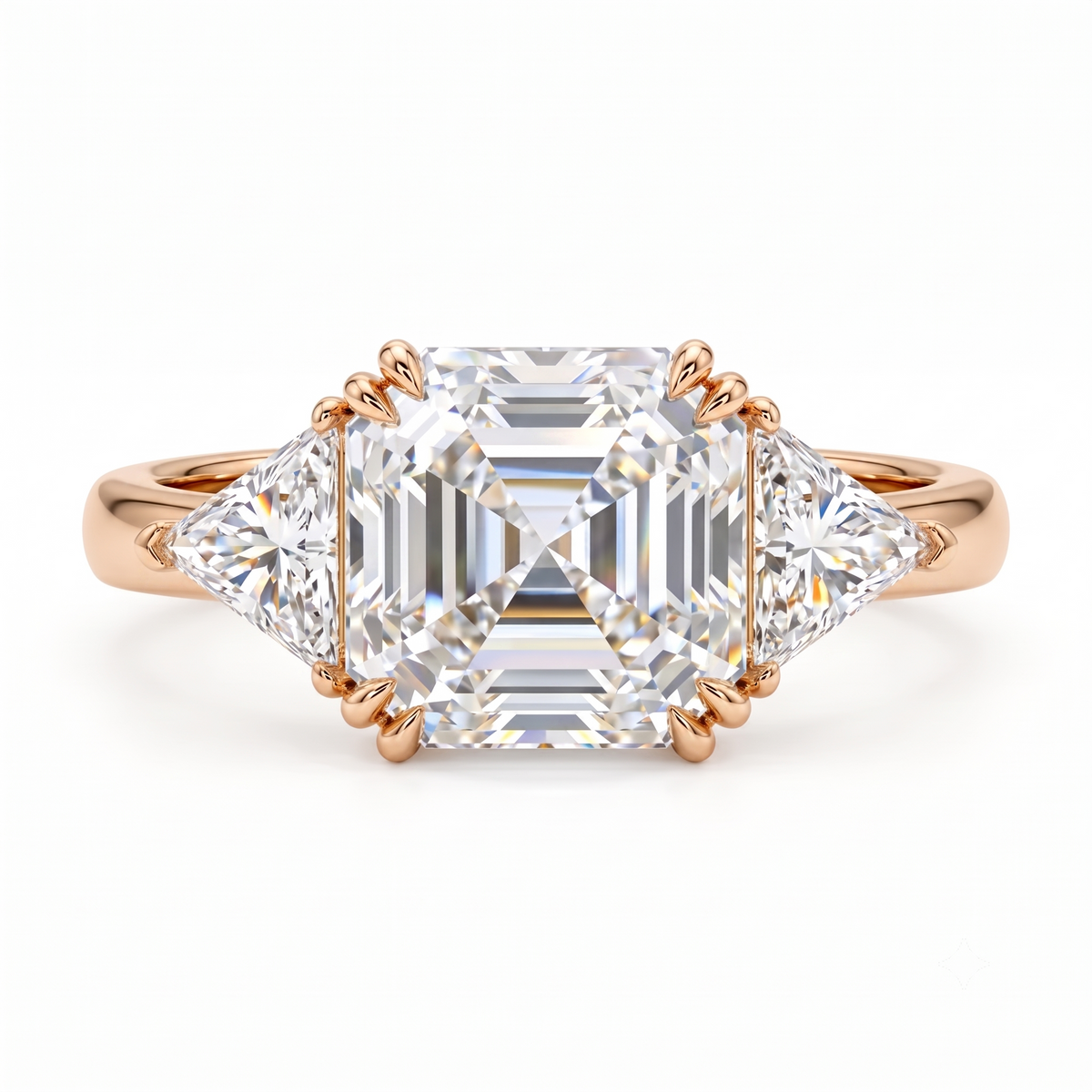 1.50CT Asscher Cut Three Stone Ring Lab-Grown Engagement Ring