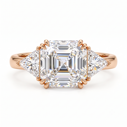 1.50CT Asscher Cut Three Stone Ring Lab-Grown Engagement Ring