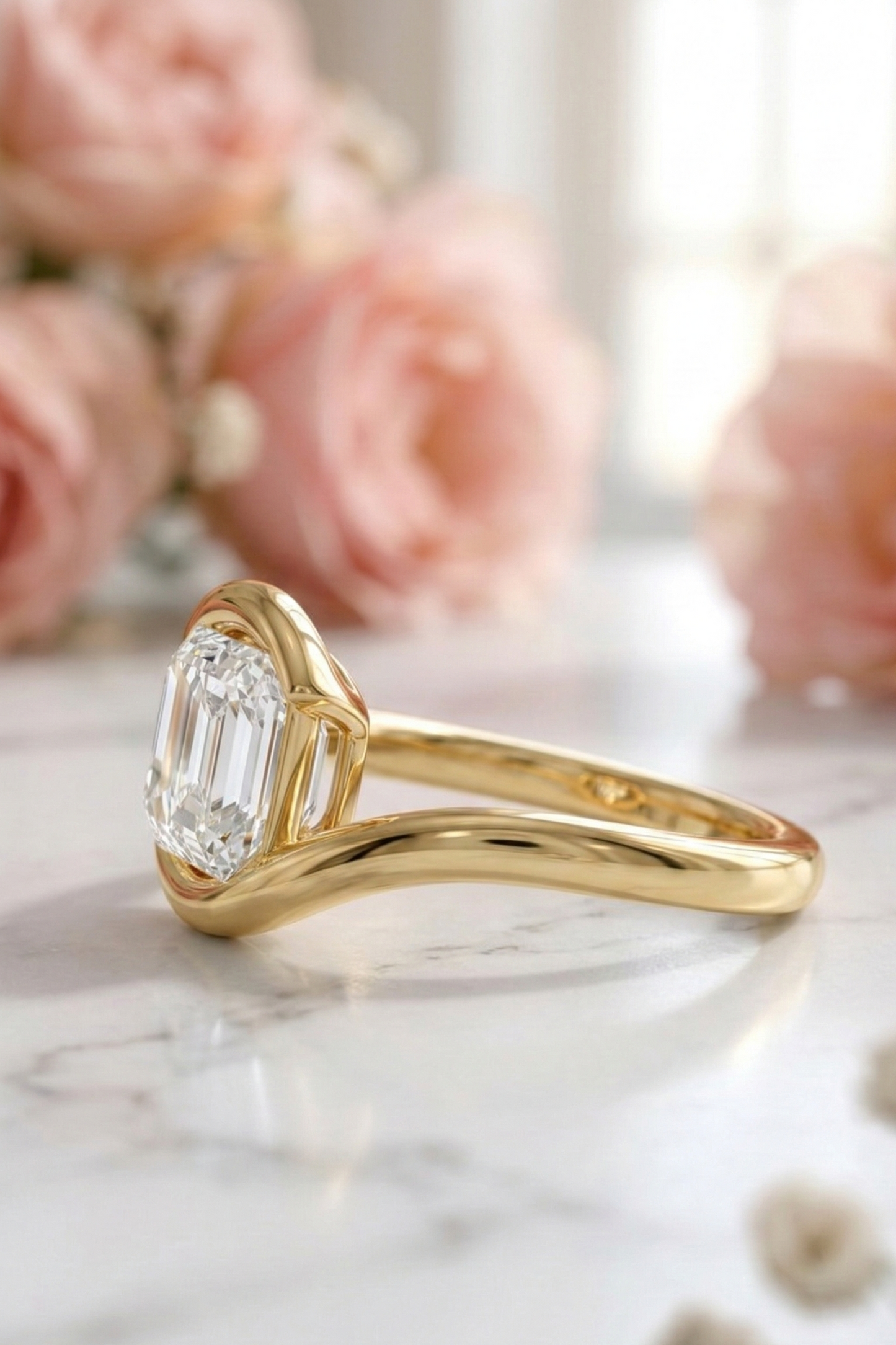 2 CT Emerald Cut Lab Diamond Bypass Engagement Ring