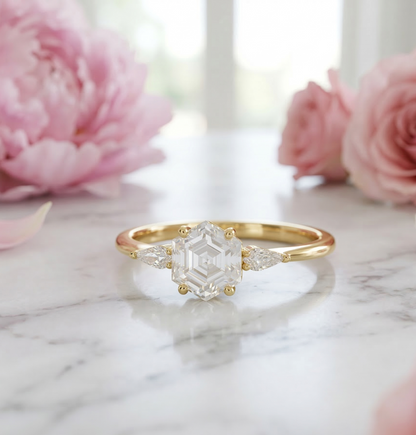 1.160ct Hexagon Lab Grown Diamond Engagement Ring