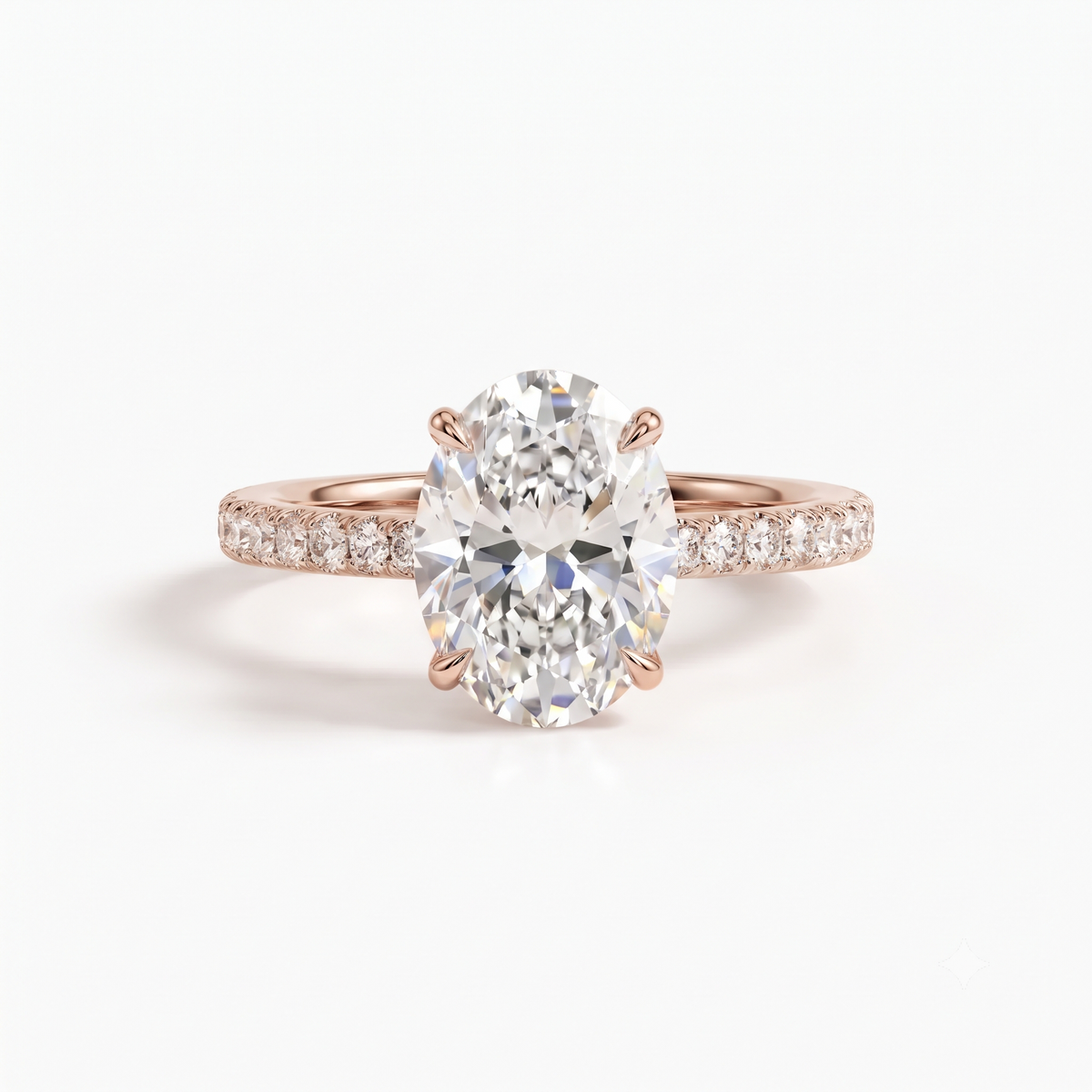 1.00 Ct Oval Cut Lab Grown Diamond Hidden Halo Engagement Ring | 1.12 Ct Total | 14K Gold