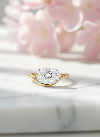 1.50 ct Oval Lab-Grown Engagement Ring - Curved Solitaire