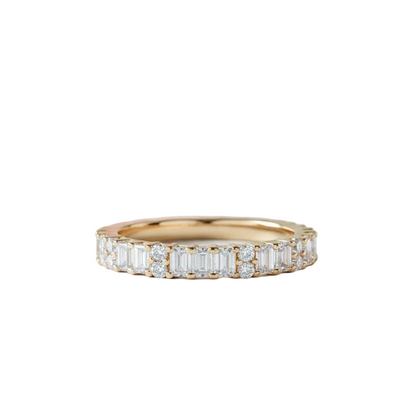 1.50 Ct Emerald & Lab-Grown Wedding Band – 14K Gold Ring