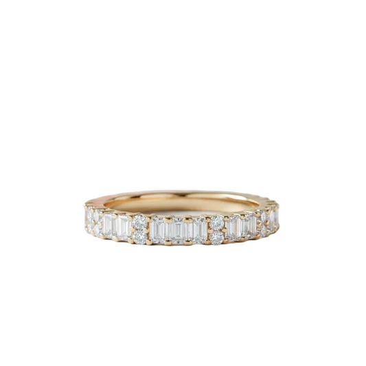 1.50 Ct Emerald & Lab-Grown Wedding Band – 14K Gold Ring